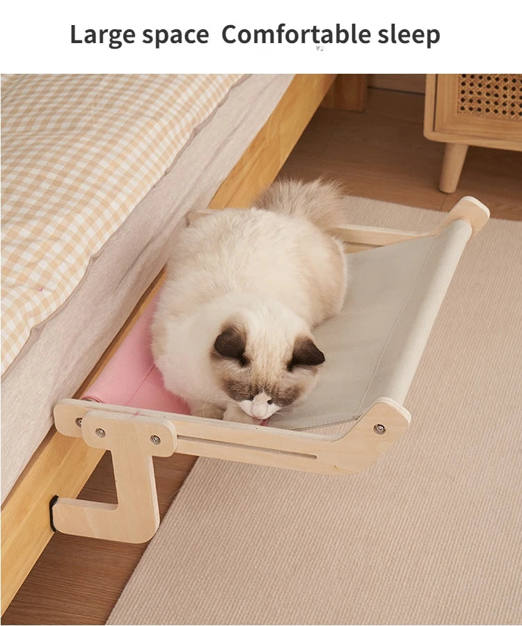 Cat Hammock Window Perch - Hanging Bed with Wooden Insert for Kallax Shelves