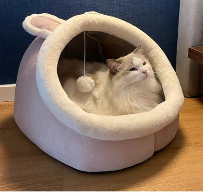 Self-Warming Pet Tent Cave Bed: Foldable, Removable, and Washable Sleeping Hut for Cats and Small Dogs