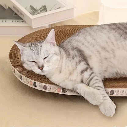 Wear-Resistant Corrugated Cat Scratcher Bed - Round Oval Grinding Claw Toy