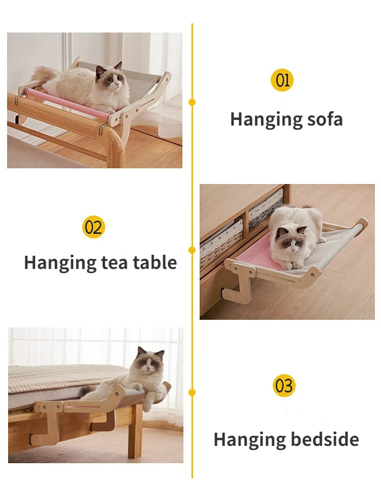 Cat Hammock Window Perch - Hanging Bed with Wooden Insert for Kallax Shelves