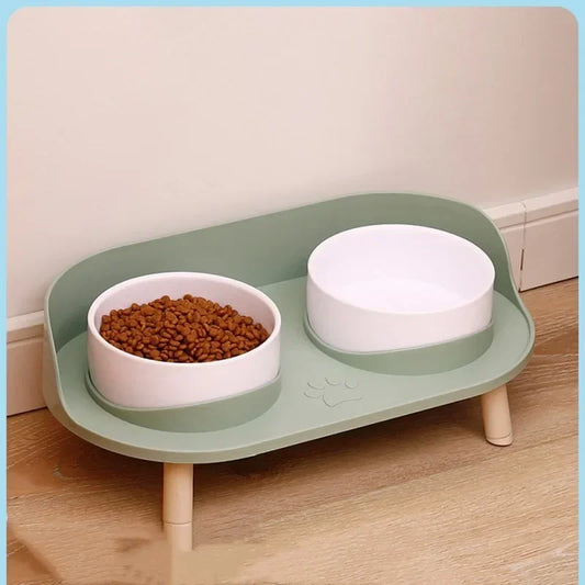 Adjustable Double Bowl Pet Feeder: Elevated Food & Water Dish for Cats and Dogs