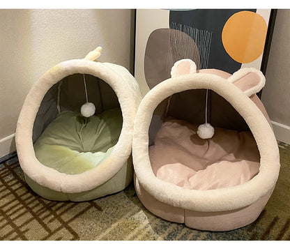 Self-Warming Pet Tent Cave Bed: Foldable, Removable, and Washable Sleeping Hut for Cats and Small Dogs