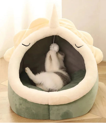 Self-Warming Pet Tent Cave Bed: Foldable, Removable, and Washable Sleeping Hut for Cats and Small Dogs