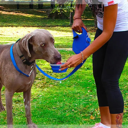 Multifunctional Dog Leash: Built-in Water Bottle, Bowl, and Waste Bag Dispenser for Outdoor Walks