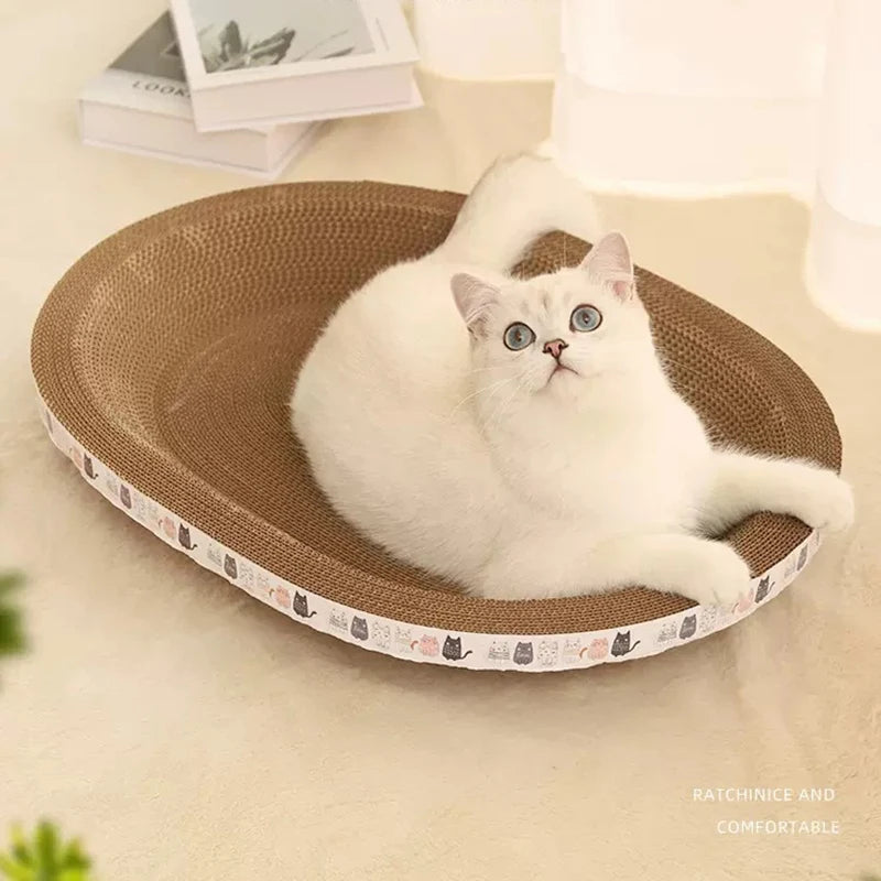 Wear-Resistant Corrugated Cat Scratcher Bed - Round Oval Grinding Claw Toy