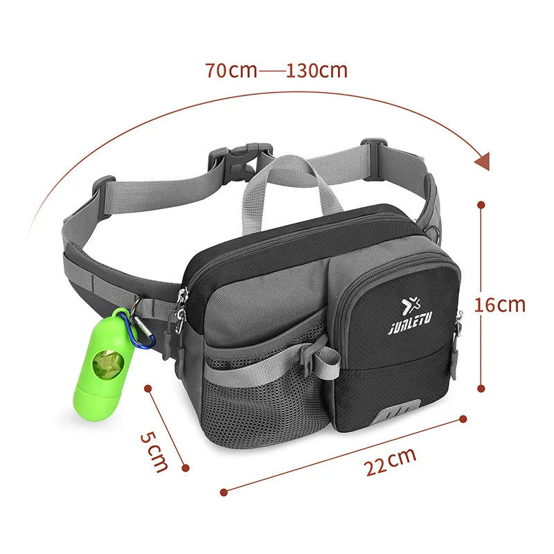 Retractable Hands Free Dog Leash with Adjustable Waist Bag Phone Pouch Water Bottle Holder Reflective for Running Walking