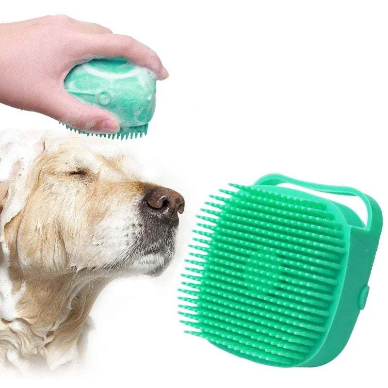 Pet Dog Shampoo Brush - Cat Massage Comb Grooming Scrubber for Bathing with Soft Silicone Bristles